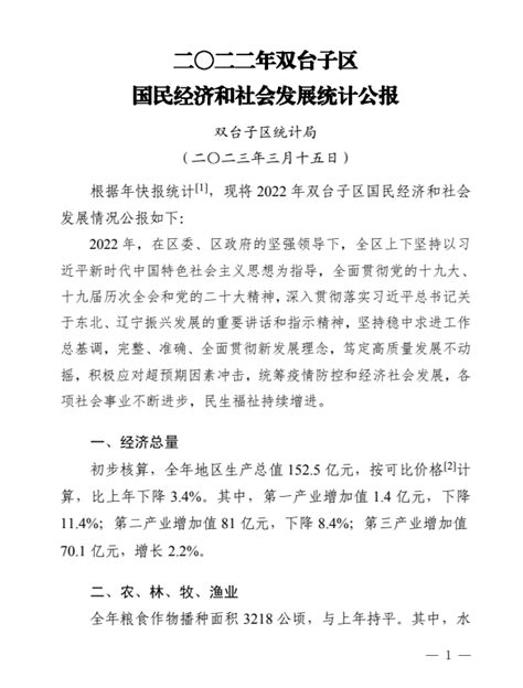 盘锦市二〇二二年双台子区国民经济和社会发展统计公报 红黑统计公报库