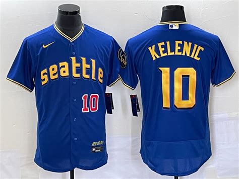 Mens Seattle Mariners 10 Jarred Kelenic Number Blue 2023 City Connect