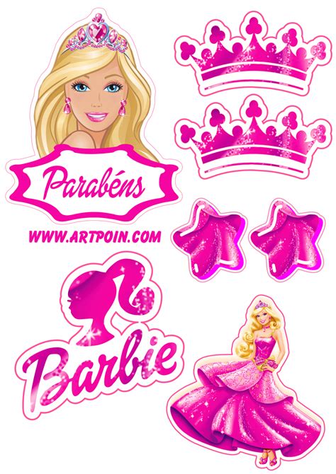 Topo De Bolo Para Imprimir Barbie Princesa Estrelas Brilhantes Festa De