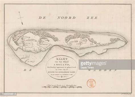 Map of Ameland, Map of the island of Ameland , Under the title a... News Photo - Getty Images