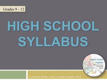 High School Syllabus by Caryn's Custom Creations | TpT