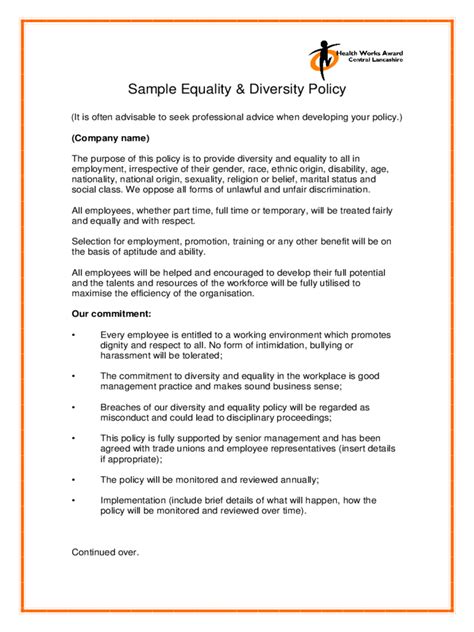 2024 Equality And Diversity Policy Template Fillable Printable Pdf And Forms Handypdf