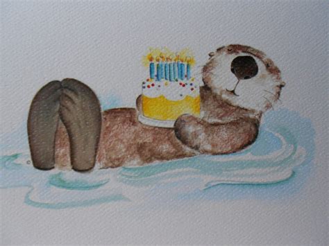 Sea Otter Happy Birthday Greeting Card - Etsy