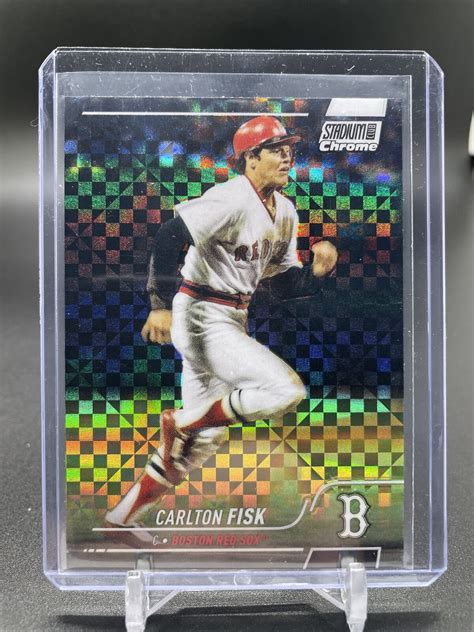 2022 Topps Stadium Club Chrome Carlton Fisk X Fractor Boston Red Sox