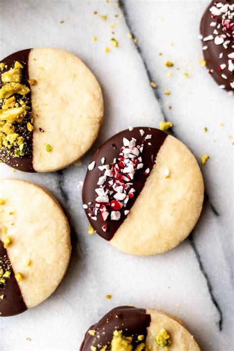 Chocolate Dipped Shortbread Cookies Female Foodie