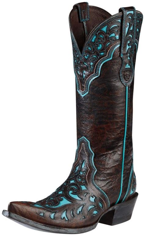 Womens Ariat Chocolate And Turquoise Presidio Pointed Toe Bootlove Boots Ariat Western