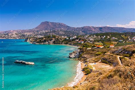 Greek Holidays Beautiful Kalyves Village With Turquoise Sea In Crete