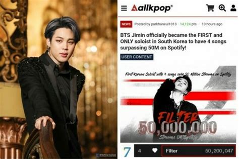 BTS Jimin All Four Solo Songs Exceeded Spotify 50 Million First