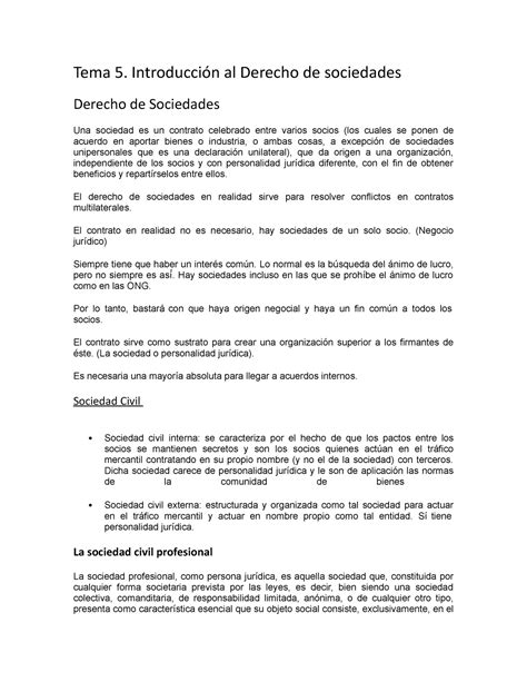 Tema 5 derecho mercantil Tema 5 Introducción al Derecho de