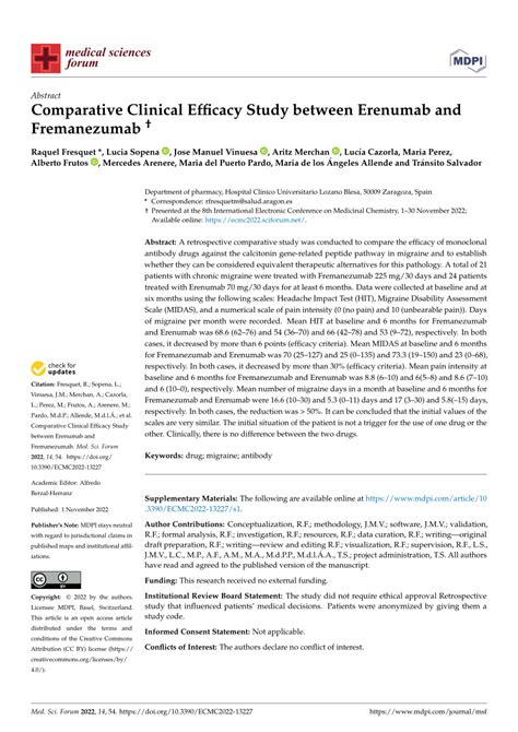 PDF Comparative Clinical Efficacy Study Between Erenumab And Fremanezumab