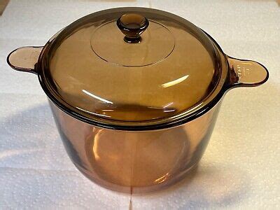 Corning Visions Pyrex Amber Cookware L Dutch Oven Pot Lid Made