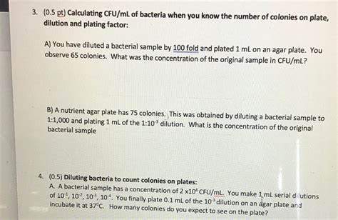 Solved 05pt ﻿calculating Cfuml ﻿of Bacteria When You