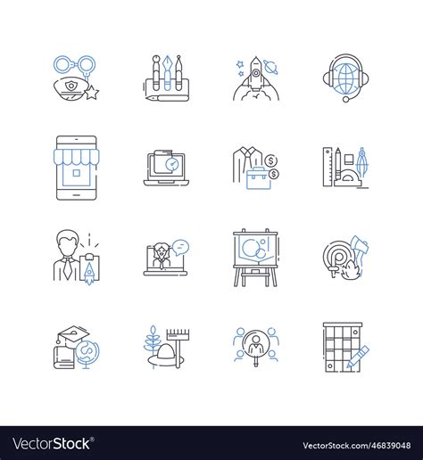 Advisor Line Icons Collection Mentor Guide Vector Image