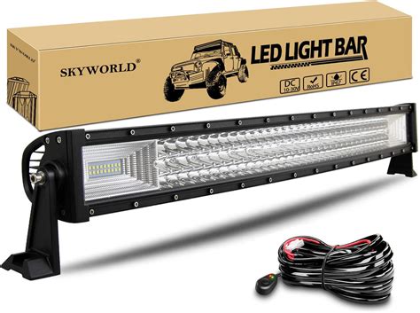 SKYWORLD 32 Inch 405W Curved LED Light Bar Spot Flood Combo Beam Led