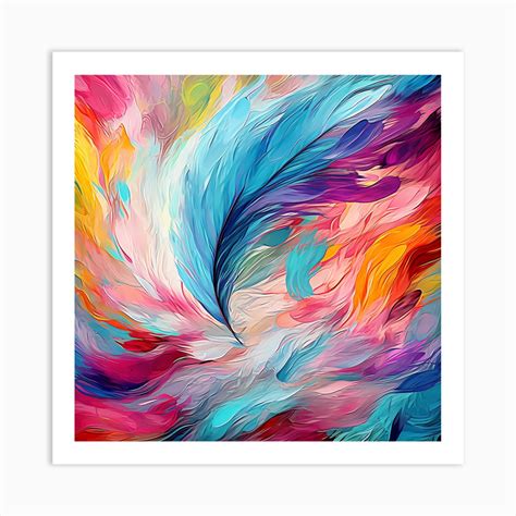 Abstract Colorful Feather Painting Art Print By Bella Luna Fy