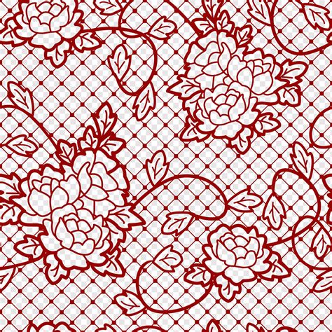 Lace Decorative Lace With Roses Red Flowers Illustration Textile