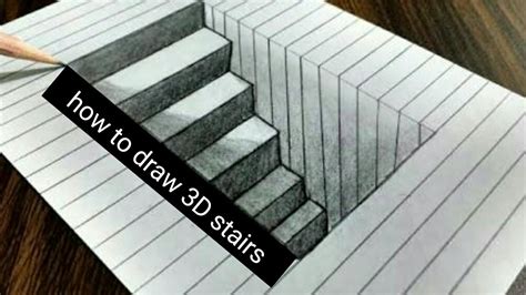 How To Draw 3d Stairs 3d Stairs Drawing With Pencil Youtube