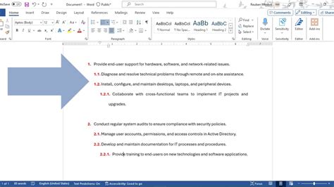 How To Create Modify Multilevel List In Word Numbered Headings And