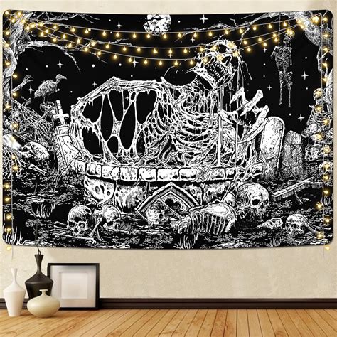 Amazon Uspring Skull Tapestry Black And White Tapestries Gothic