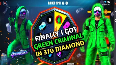 Finally I Got Green Criminal Bundle In 370 Diamonds Only In Free Fire