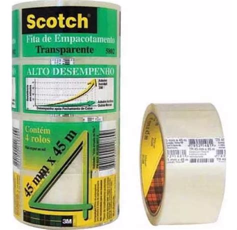 Fita De Empacotamento Scotch 3m 45x45 Transparente 120 Rolos