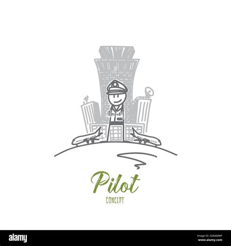 Pilot Concept Hand Drawn Isolated Vector Stock Vector Image Art Alamy