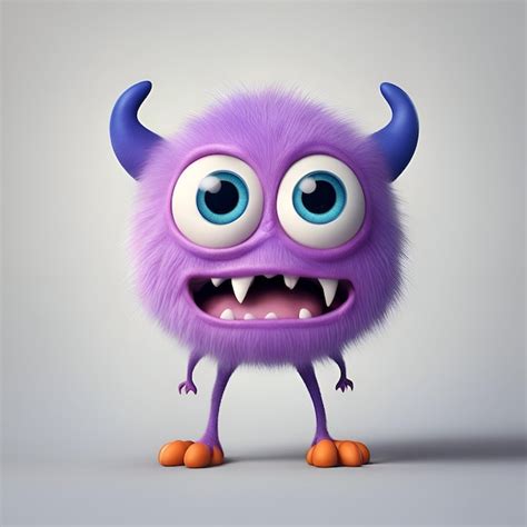 Premium Photo Funny Cartoon Monster With Horns Halloween Illustration