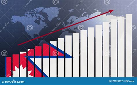 Nepal Flag On Bar Chart Concept With Increasing Values Economic