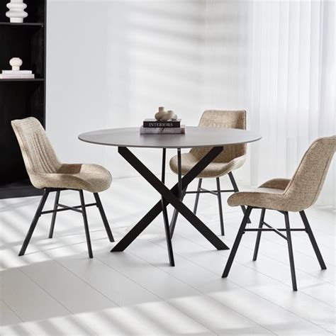 Ronde Eettafel Vivian Cm Marmerlook Grijs Spinpoot Bol