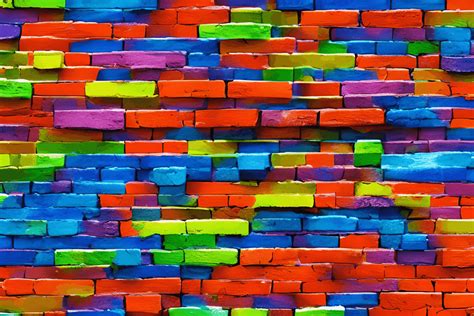 Rainbow Brick Wall Background · Creative Fabrica