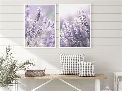 Lavendel Wandkunst Er Set Lila Wildblumen Druck Er Set Etsy