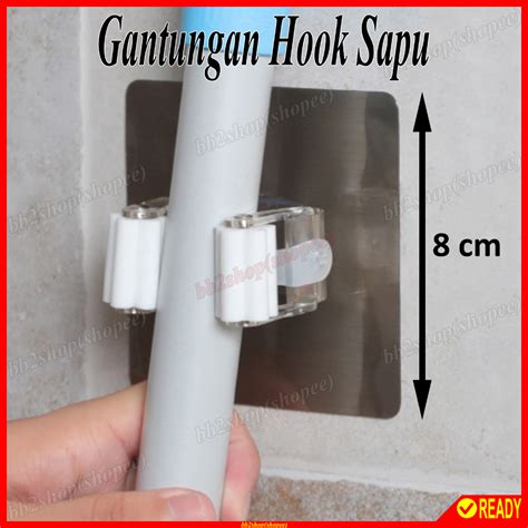 Jual Gantungan Gagang Pel Sapu Hook Hanger Tempel Dinding Penjepit Alat