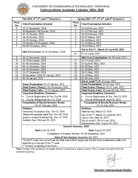 UG Academic Calendar 2024-25 for 3rd, 5th, 7th Semesters - Studocu