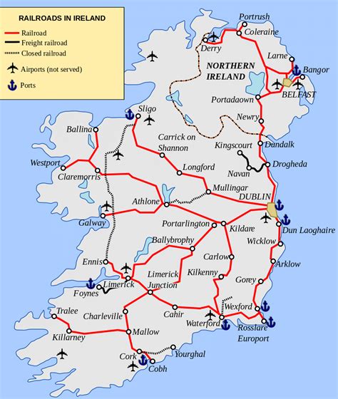 Ireland Rail Route Map