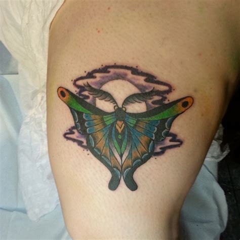 Moth Luna Green Ink Tattoo