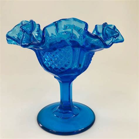 Fenton Glass Pineapple Comport Colonial Blue Cb Ebay