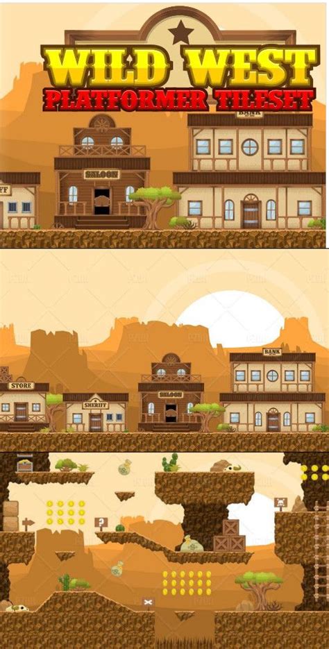 Wild West Platformer Tileset 2d Environments Unity Asset Store