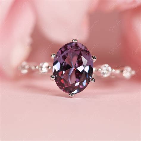 Oval Alexandrite engagement ring in sterling silver – The Silver Luna