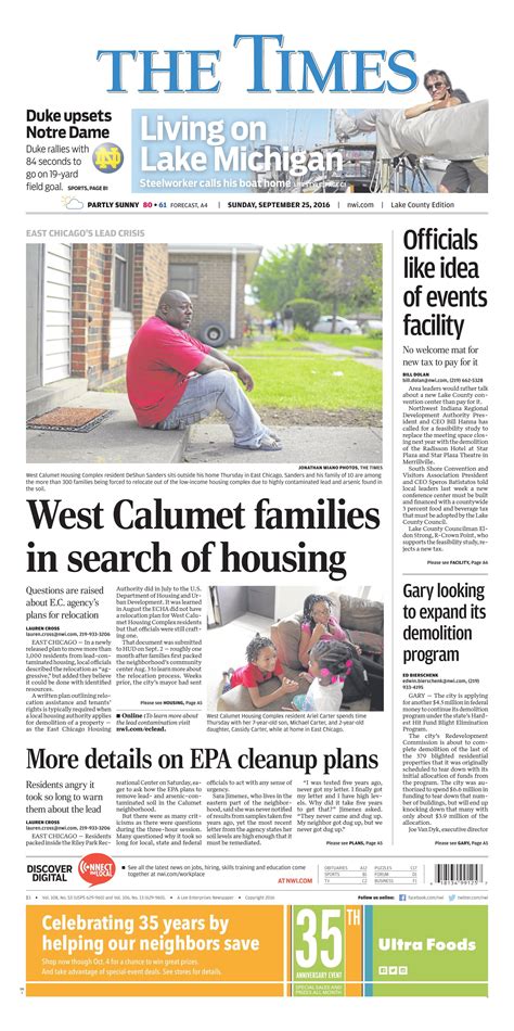 Pin by The Times of Northwest Indiana on Times Front Pages | Lake ...