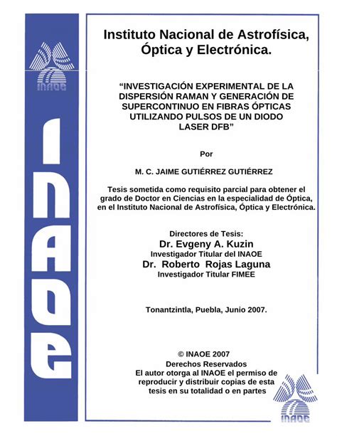 Pdf Instituto Nacional De Astrof Sica Ptica Y Electr Nica