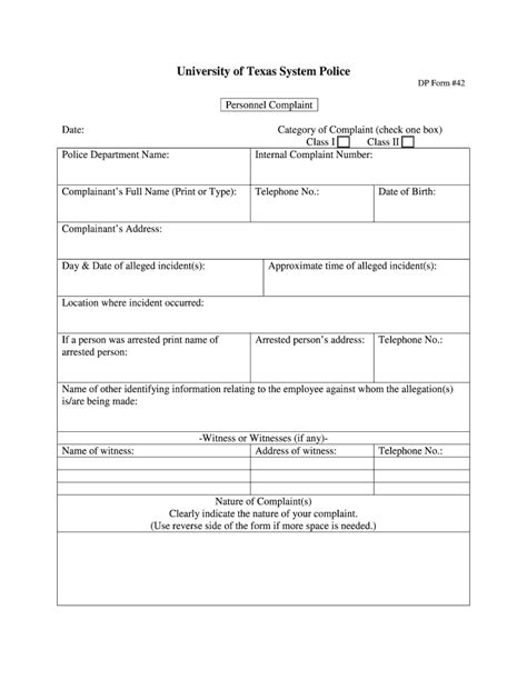 Fillable Online Utdallas DP42 Personnel Complaint Fax Email Print