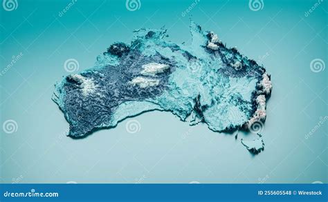 3D Rendering of the Australia Topographic Map on a Blue Background ...