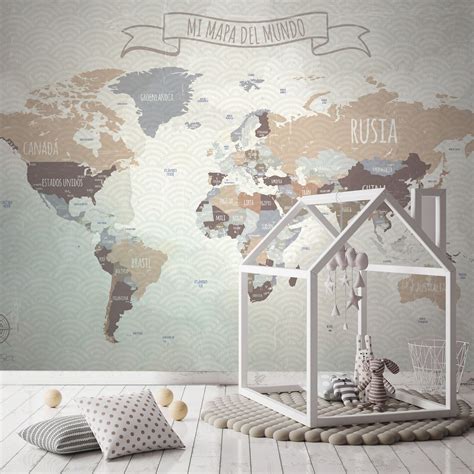 World Map Wallmural Mapamundi Vinilo Mapamundi Mapamundi Decoracion