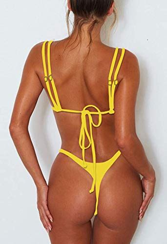 Forbeautyshe Women S Sexy Triangle Two Piece Bikini High Cut Thong