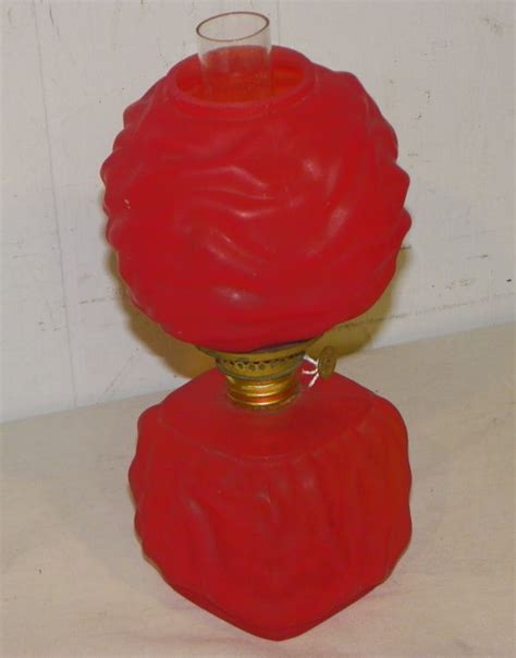 Bargain John S Antiques Antique Red Satin Glass Miniature Lamp Bargain John S Antiques