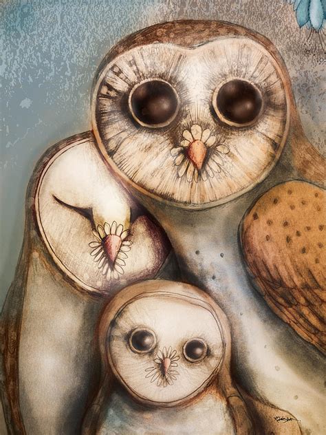 Three Wise Owls Painting By Karin Taylor Fine Art America