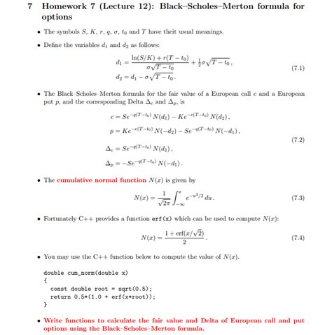 7 Homework 7 (Lecture 12): Black-Scholes-Merton | Chegg.com