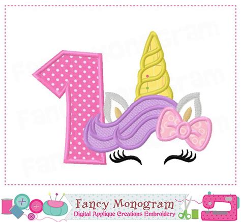 Unicorn Number Design My St Birthday Unicorn Applique Baby Girl