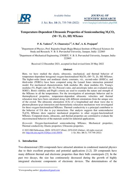 PDF Temperature Dependent Ultrasonic Properties Of Semiconducting M 2