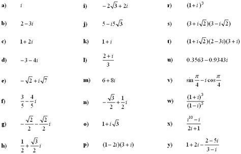 Math Exercises Math Problems Complex Numbers And Complex Equations